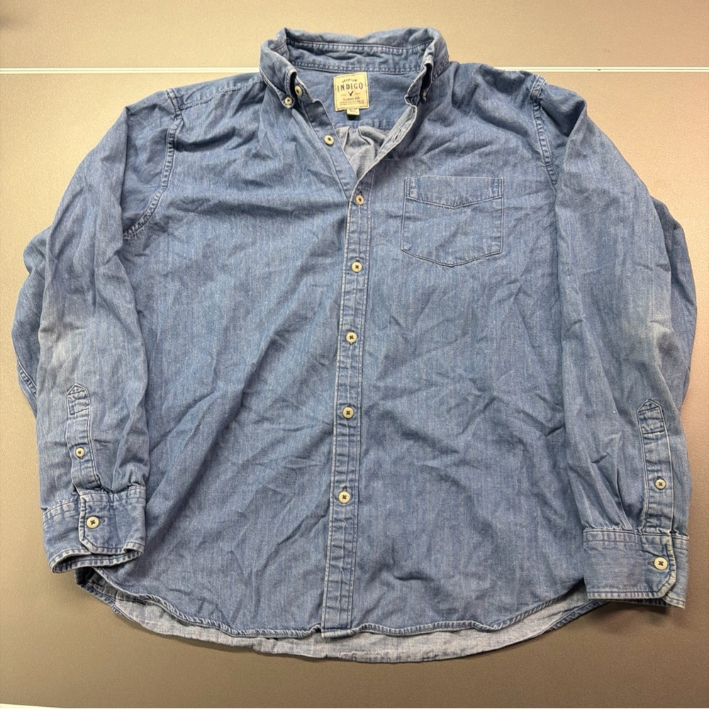 AMERICAN EAGLE Classic Fit Button Down Collared Blue Casual Shirt Men's Size XL